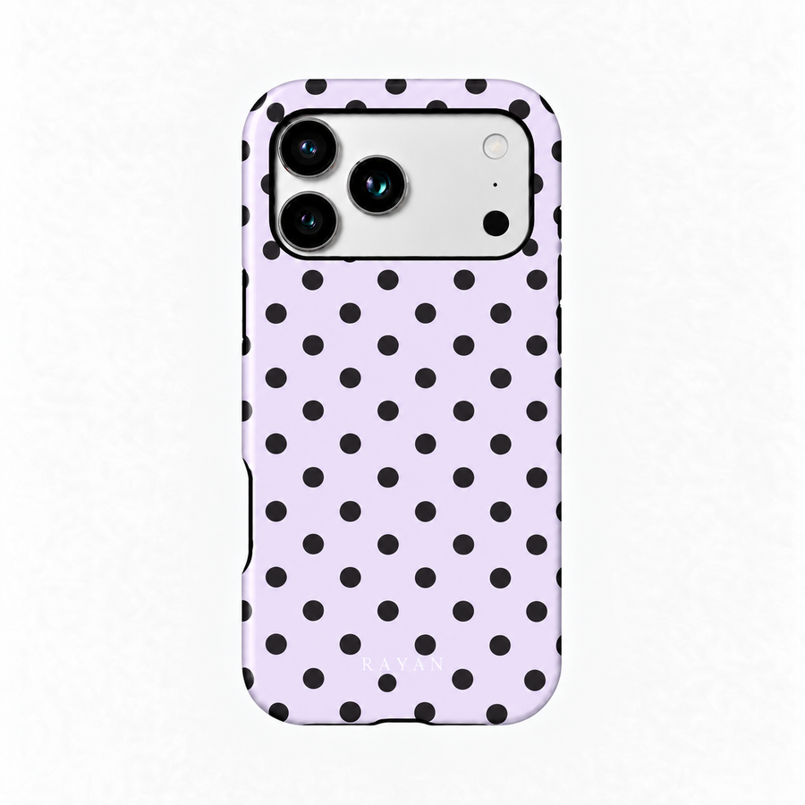 Lavender Dot – iPhone-Handyhülle in Pastell-Lavendel mit dunklen Punkten