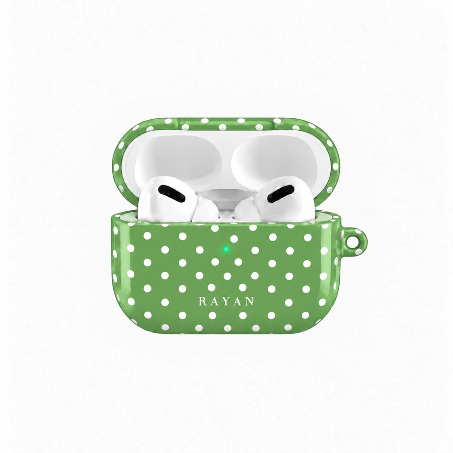 Verde Dot – AirPods-Hülle in Grün mit weißen Punkten